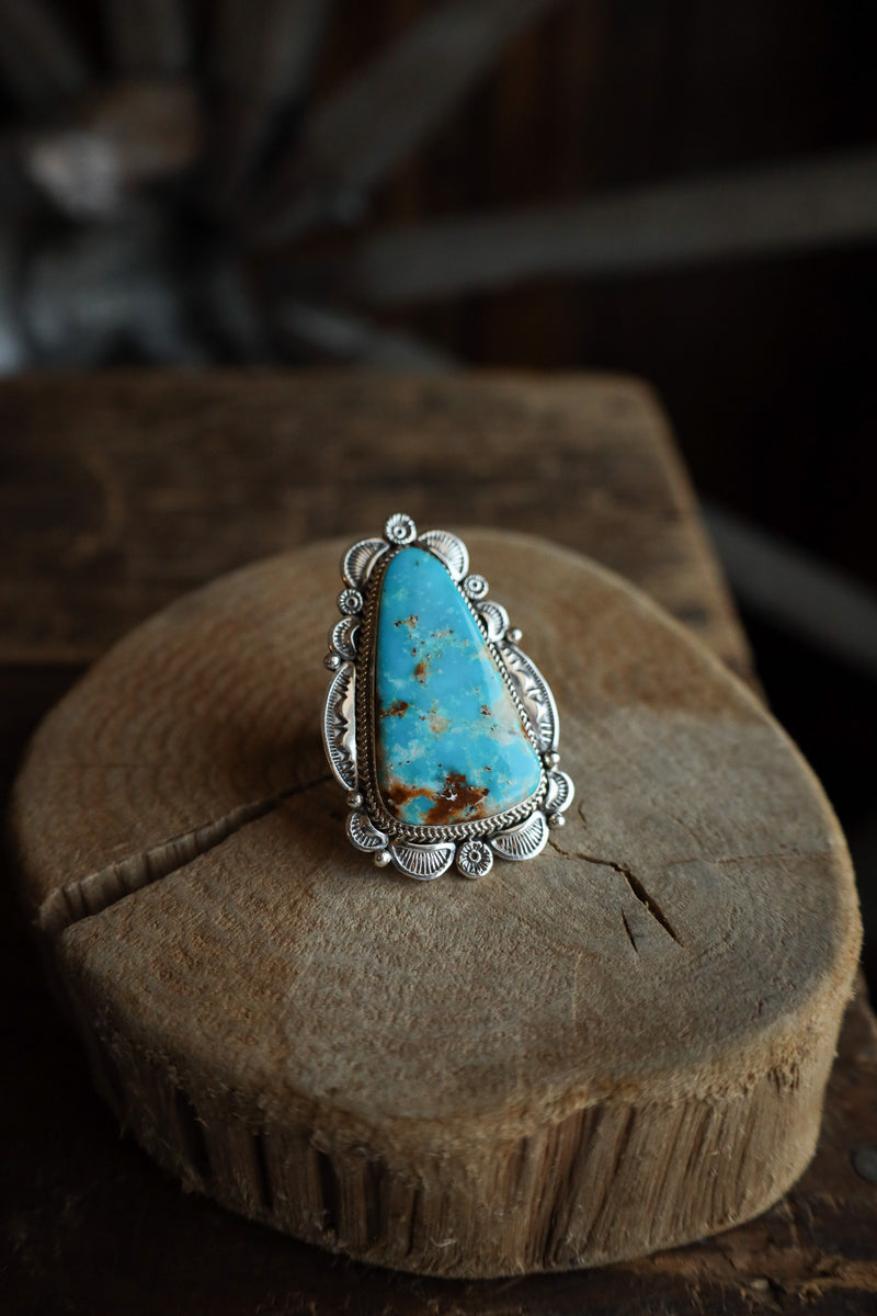 Extra Large Turquoise Triangle Framed Ring- Adjustable – Maverick Fine ...