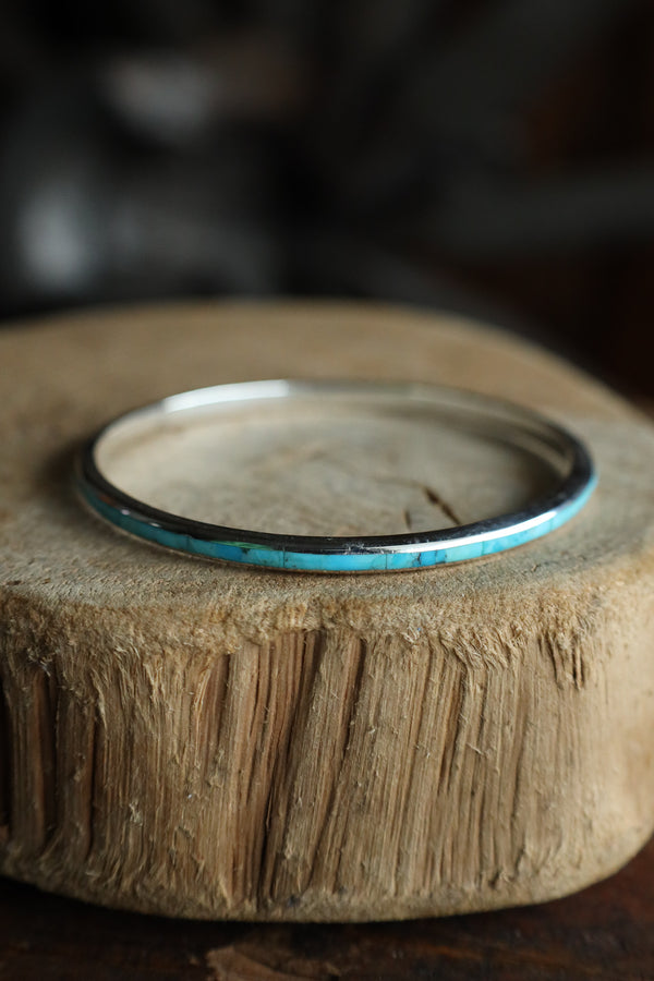 Peyote Bird Turquoise Infinity Inlay Bangle