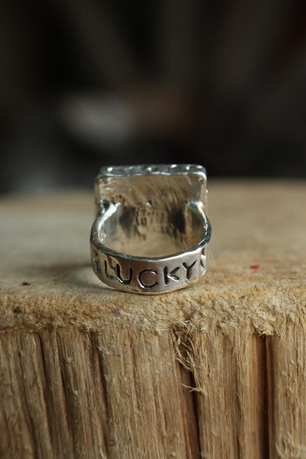 Peyote Bird Onyx Horseshoe Signet Ring- Size 9