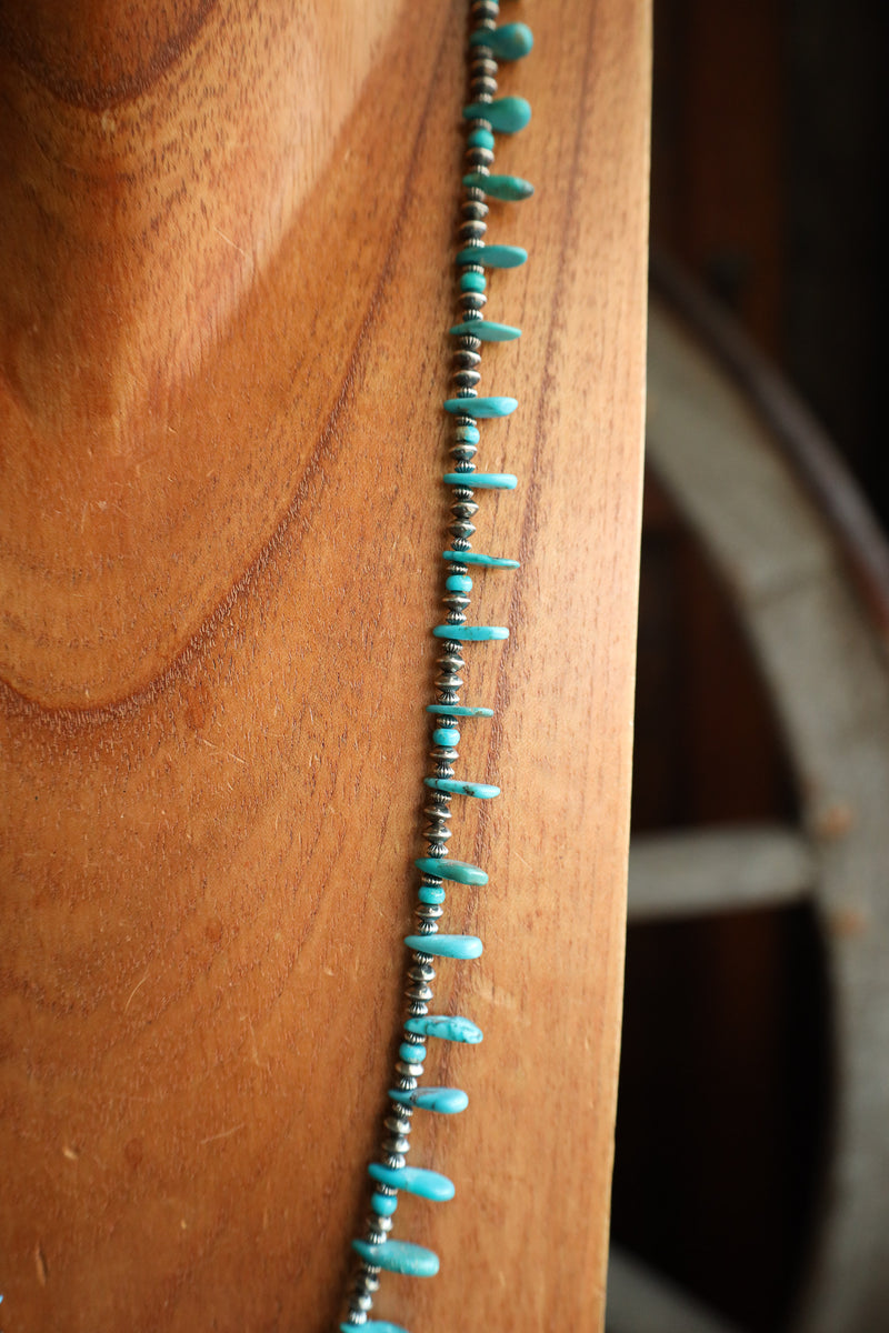 Peyote Bird 28" Turquoise Petals Navajo Pearl Saucers Necklace 