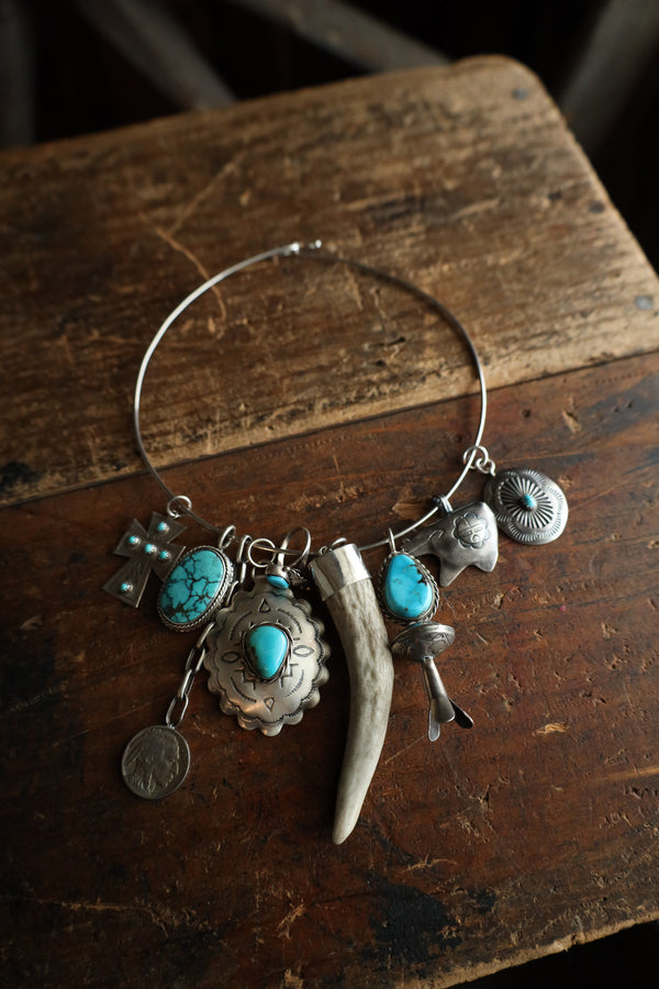 Mixed Neck Mess Sterling Silver and Turquoise Necklace