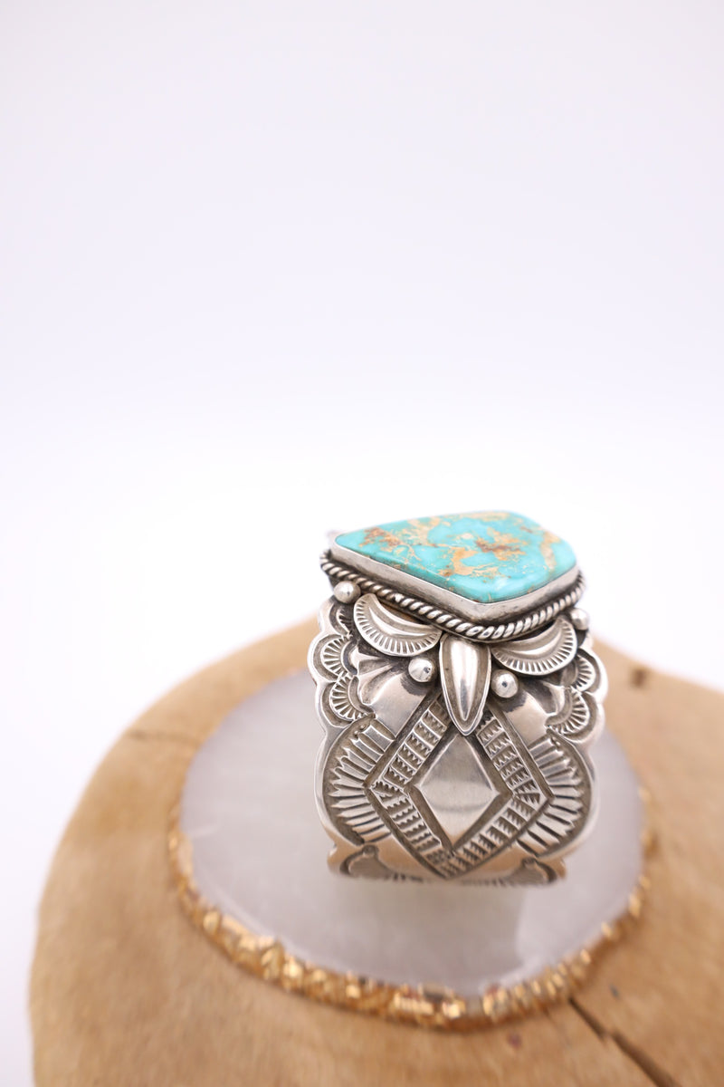 ABSTRACT TURQUOISE WIDE BAND CUFF