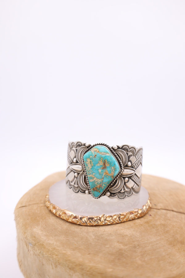 ABSTRACT TURQUOISE WIDE BAND CUFF
