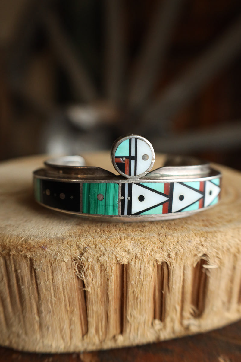 Vintage Multi Stone Inlay Cuff 