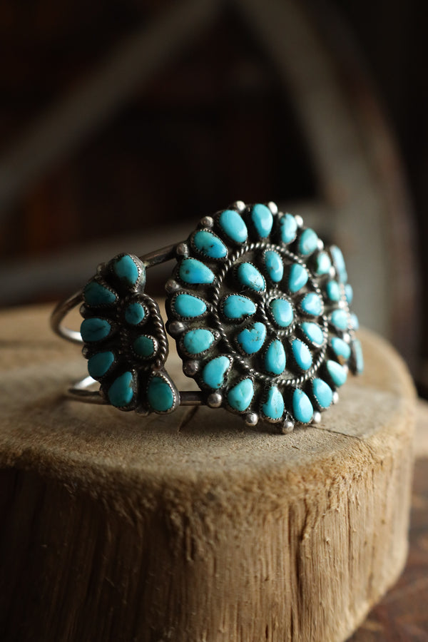 Vintage Turquoise Circles Open Band Cuff 