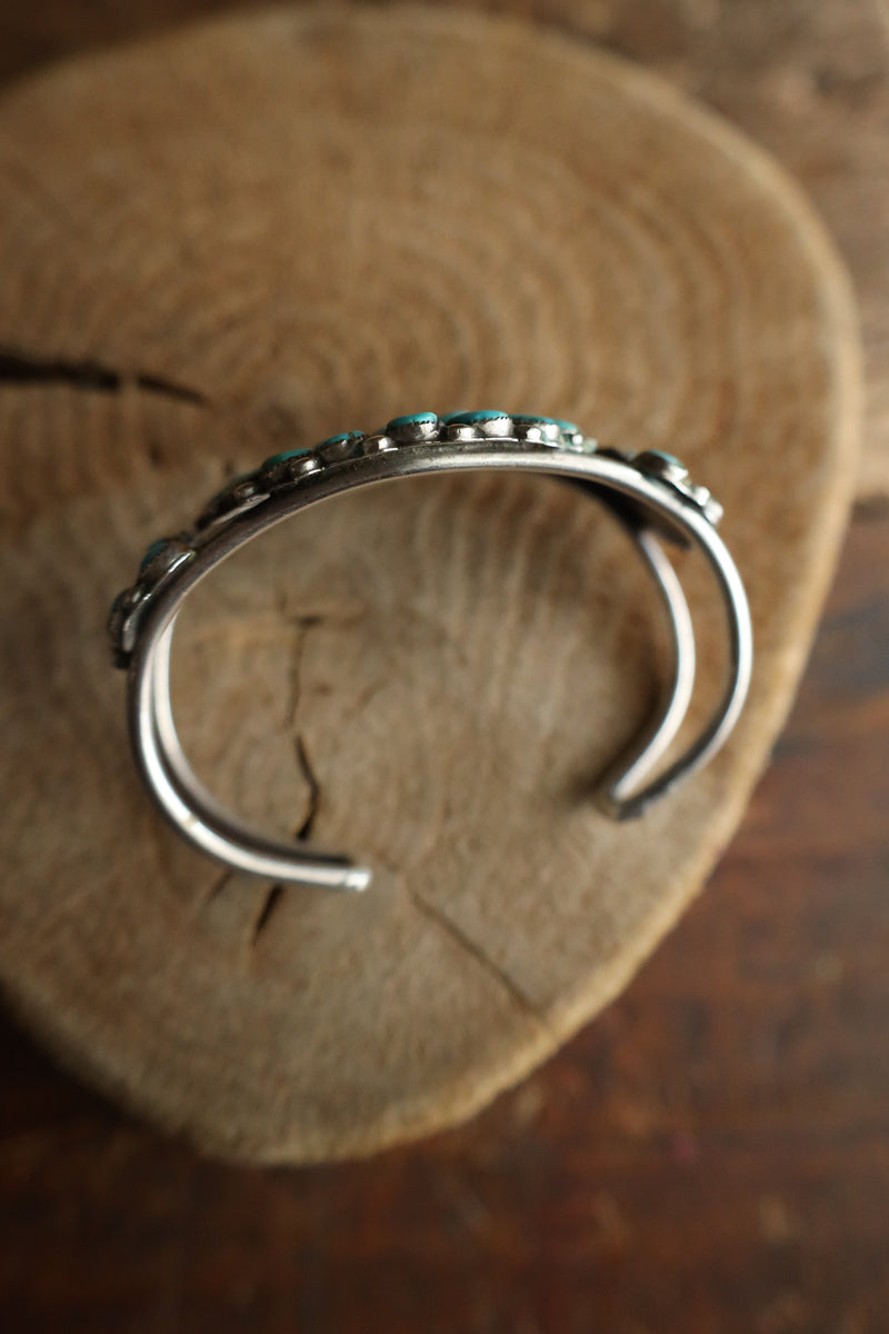 Vintage Turquoise Circles Open Band Cuff 