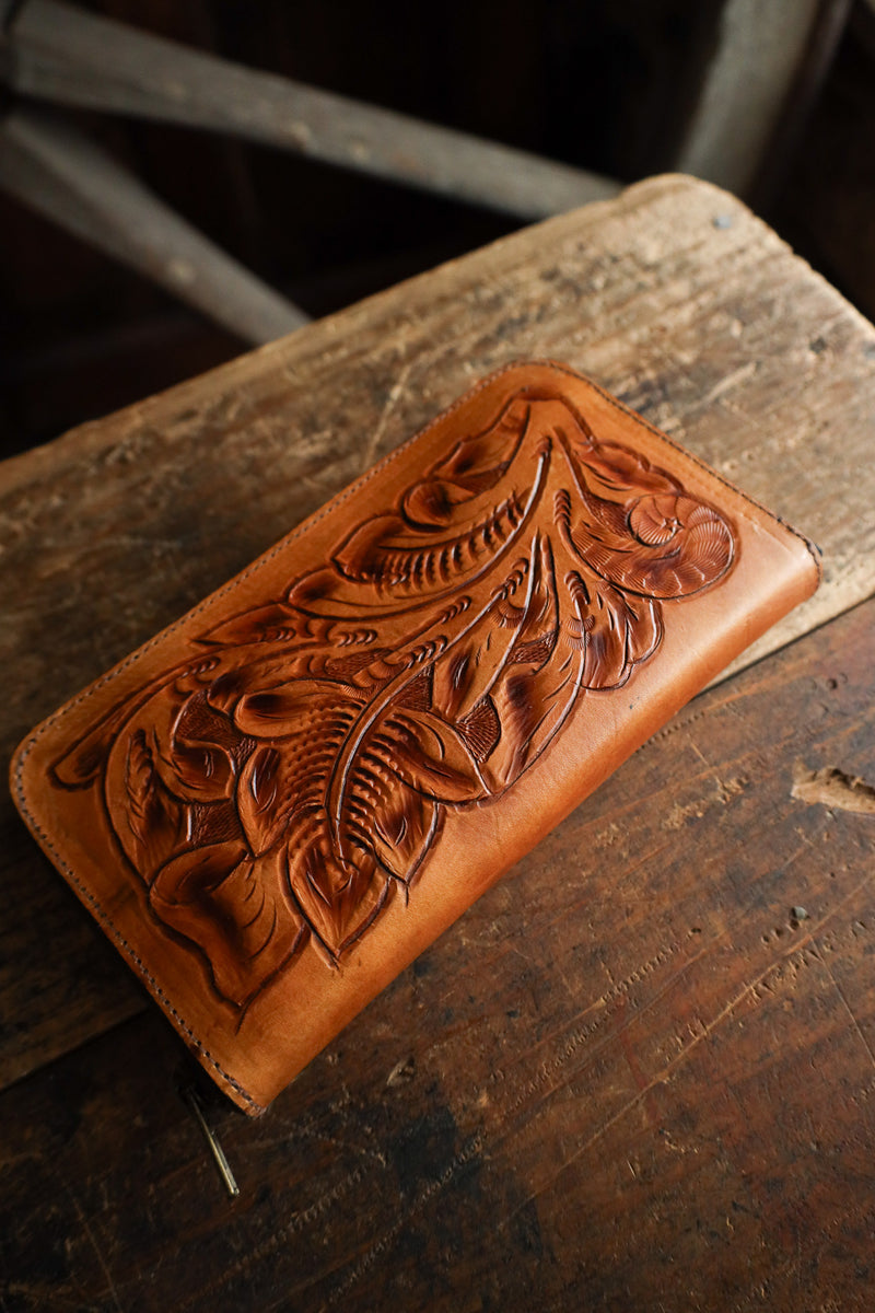 Maverick Exclusive Tooled Saddle Leather Zip Wallet 