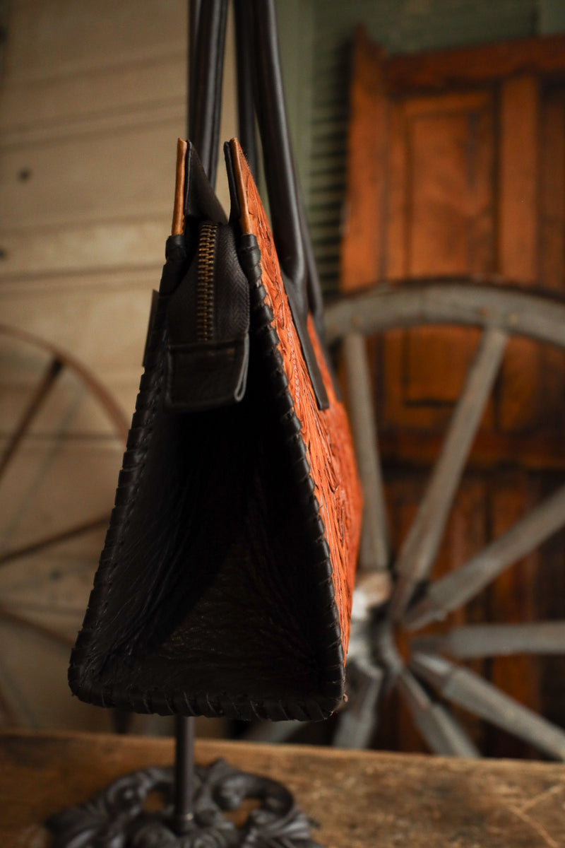 Maverick Exclusive Tooled Saddle Tan Brown Whipstitch Handbag