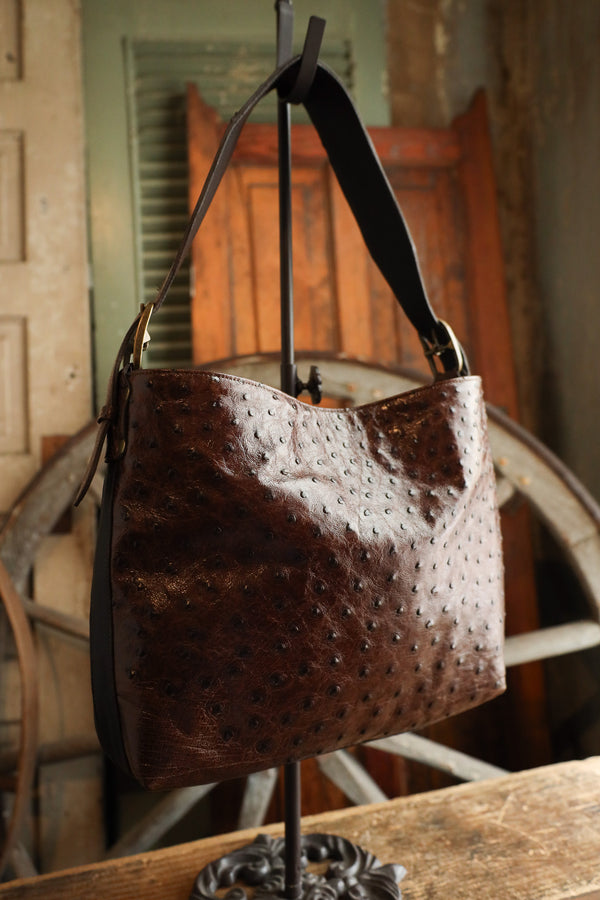 Maverick Exclusive Kango Tobacco Ostrich Brass Handbag