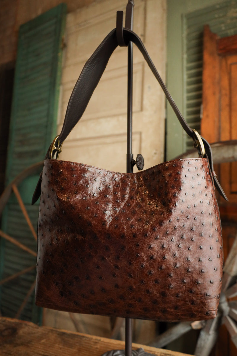 Maverick Exclusive Kango Tobacco Ostrich Brass Handbag