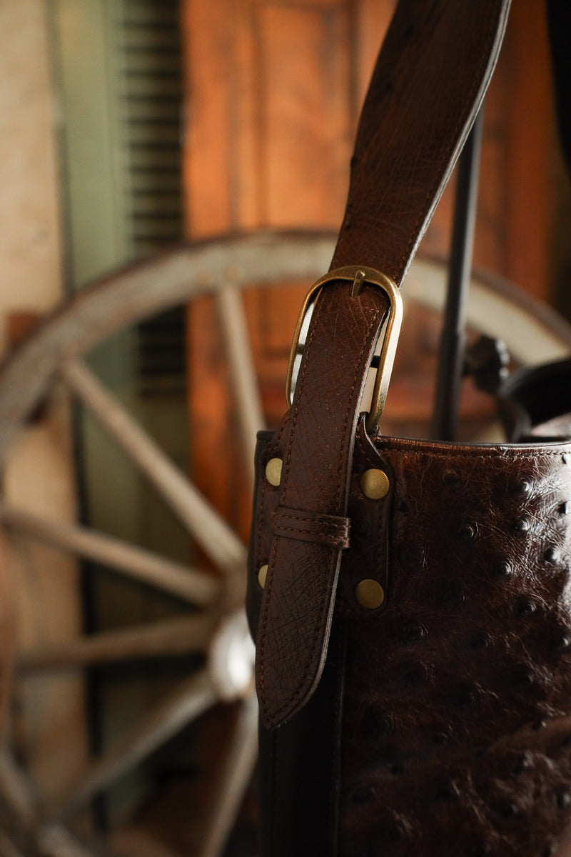 Maverick Exclusive Kango Tobacco Ostrich Brass Handbag