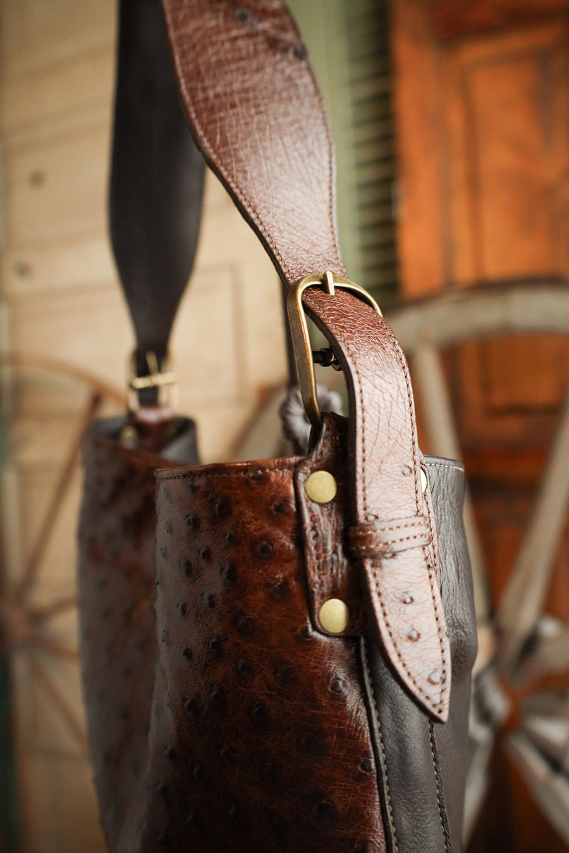 Maverick Exclusive Kango Tobacco Ostrich Brass Handbag
