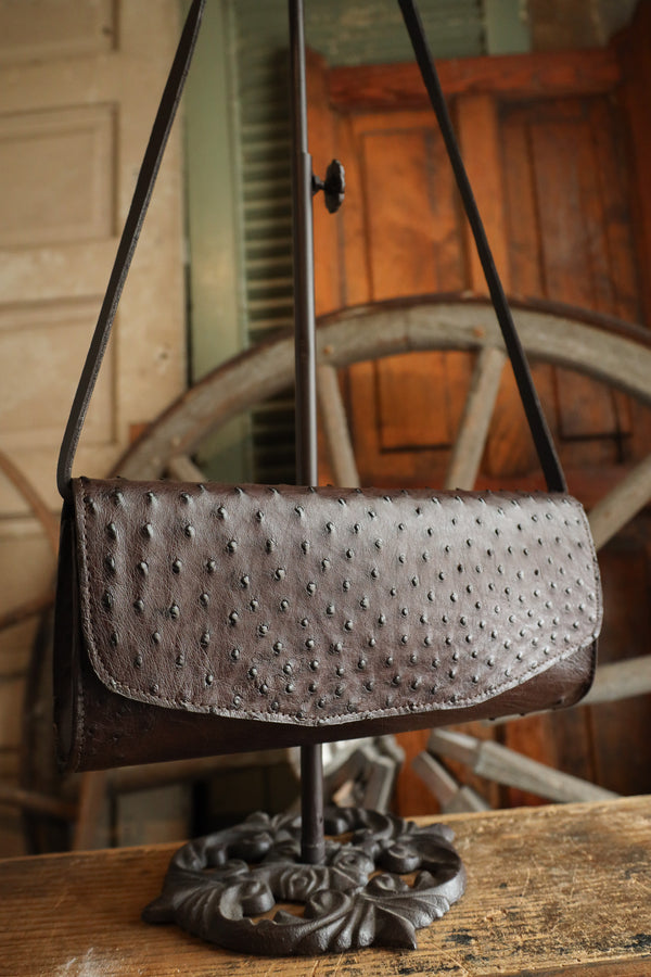 Maverick Exclusive Nicotine Ostrich Clutch Handbag