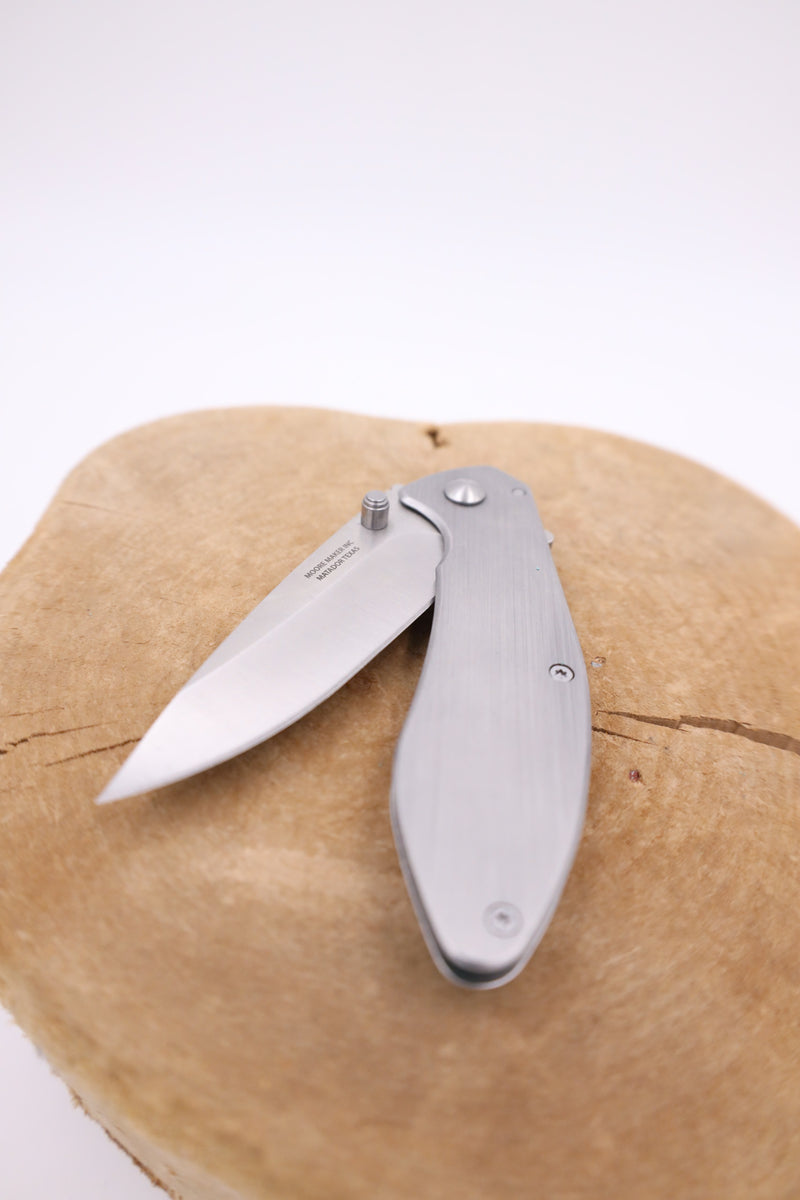 MOORE MAKER STAINLESS EASY OPEN CLIP KNIFE