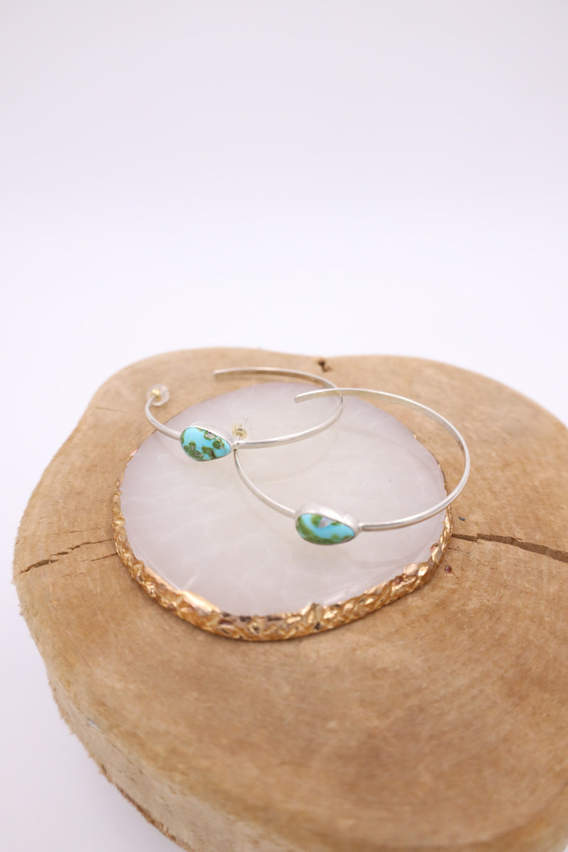 SONORAH GOLD TURQUOISE HOOPS EARRING