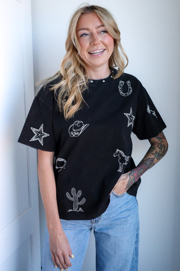 Eesome Snow Washed Western Inspired Tee