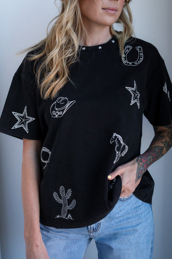 Eesome Snow Washed Western Inspired Tee