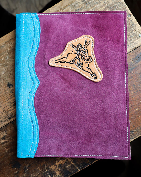 JRW Leather Plum, Turquoise and Tan Jacklope Rider Portfolio 