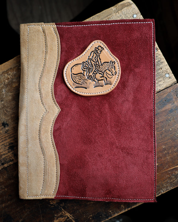 Burgundy and Tan Horse Rider Portfolio 