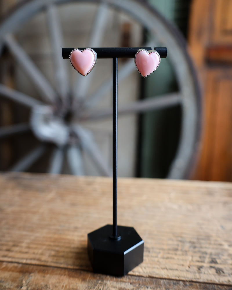 Pink Conch Heart Post Earring