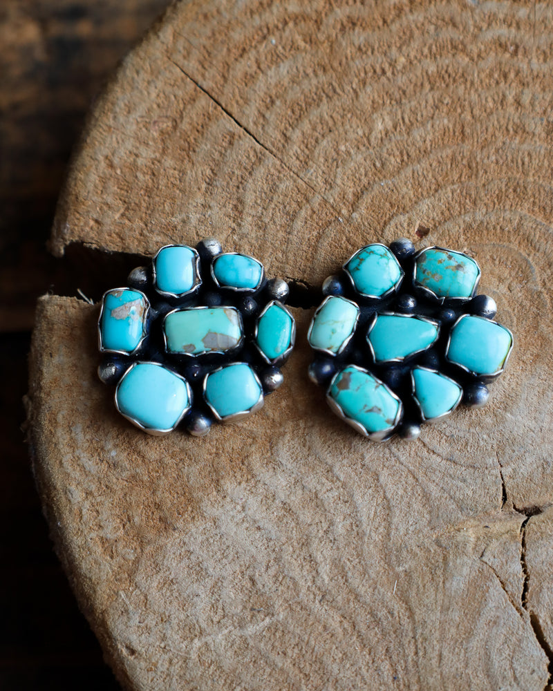 7 Turquoise Cluster Post Earring 