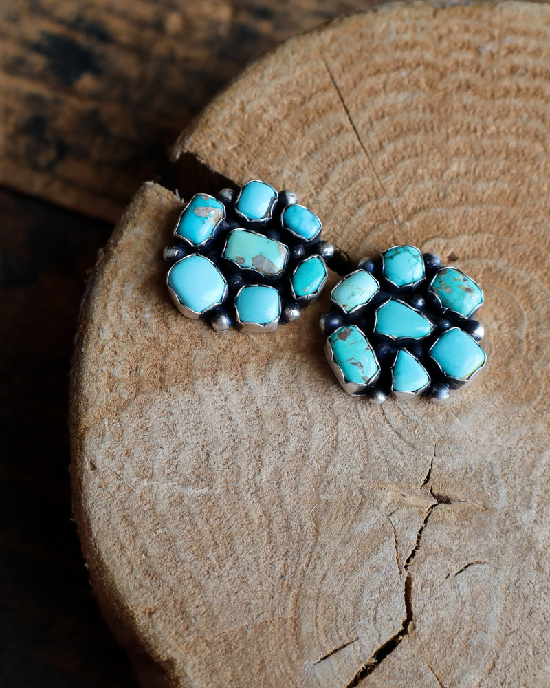 7 Turquoise Cluster Post Earring 