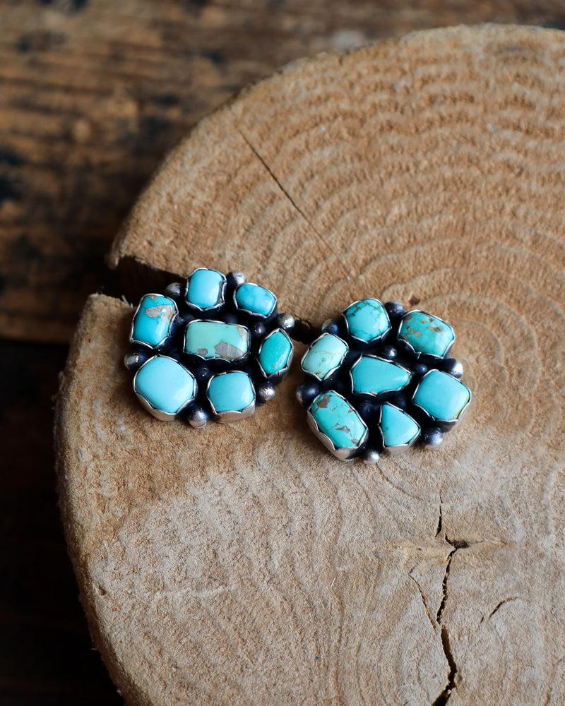 7 Turquoise Cluster Post Earring 