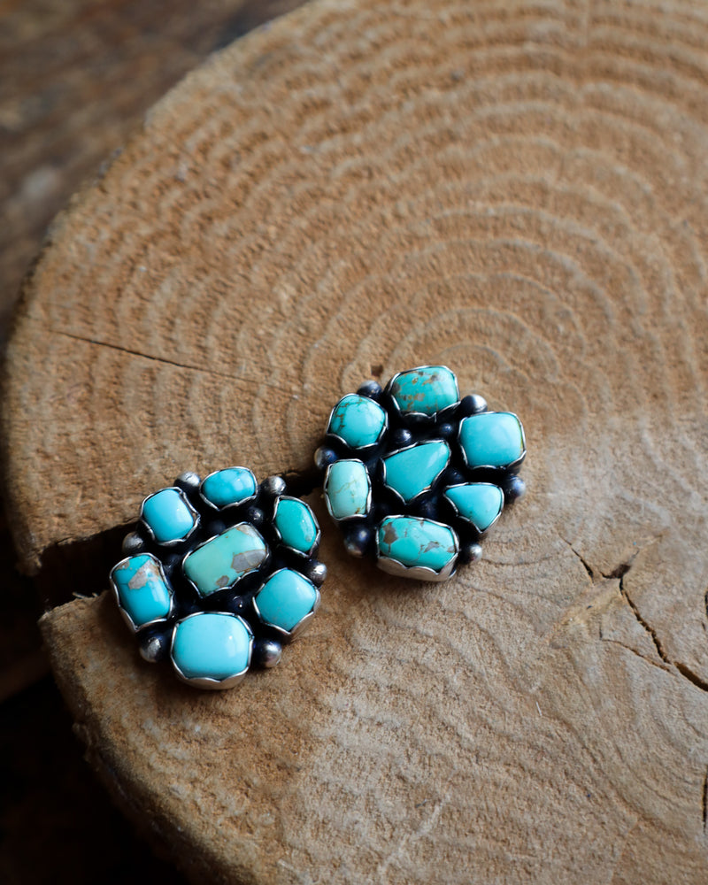 7 Turquoise Cluster Post Earring 