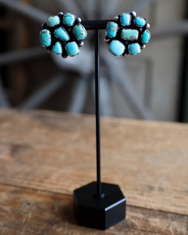 7 Turquoise Cluster Post Earring 