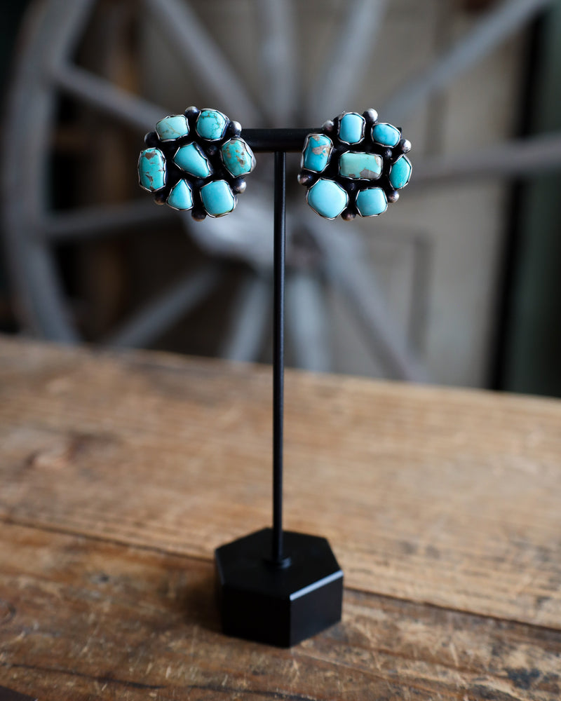 7 Turquoise Cluster Post Earring 