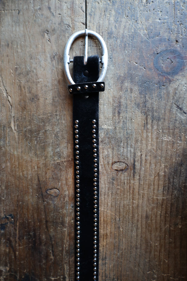 CONTINENTAL LEATHER HAIR ON WITH SILVER RIVETS BELT 