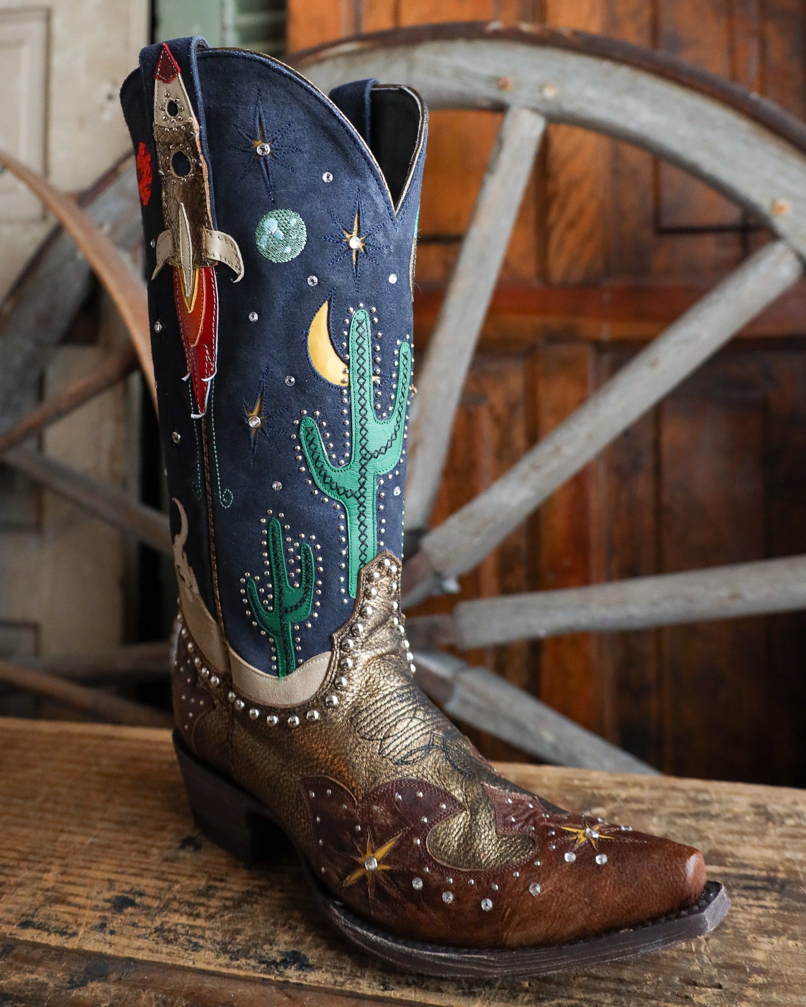 OLD GRINGO ウエスタンブーツ メキシコ製 ダークブラウン×ターコイズ OLD GRINGO WOMEN'S GALACTIC BUCKAROO 13
