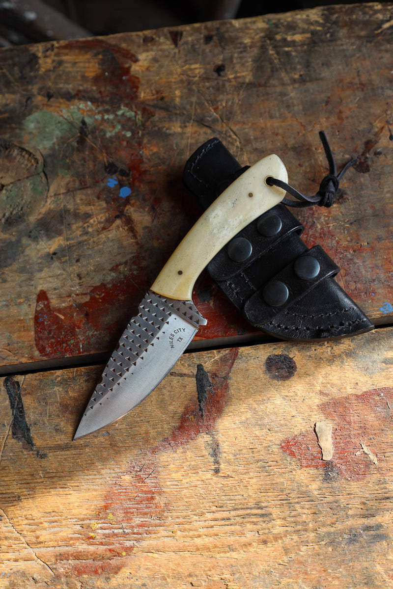NILES CITY KNIVES BONE HANDLE DROP POINT KNIFE