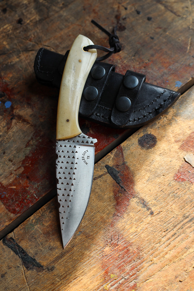 NILES CITY KNIVES BONE HANDLE DROP POINT KNIFE