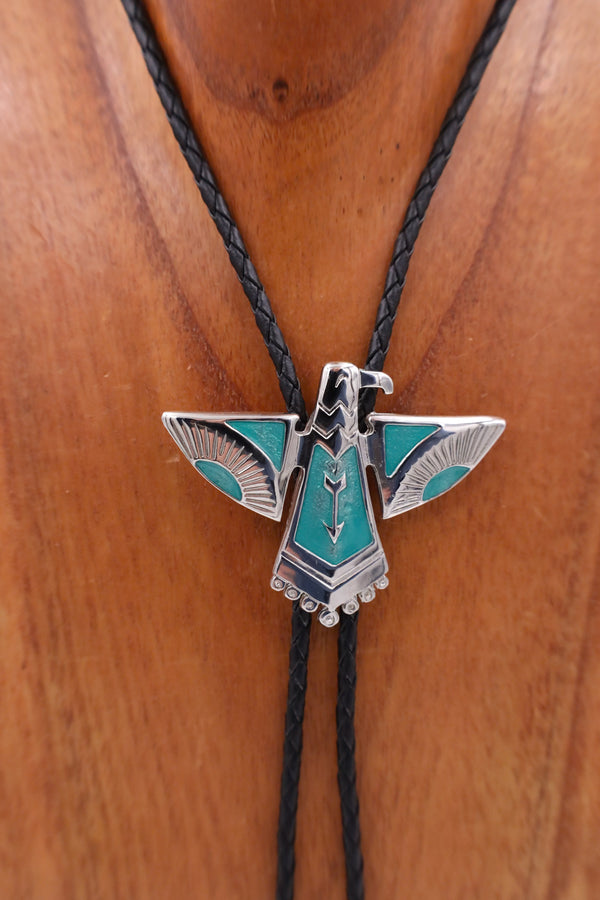 SOUTH WESTERN PHOENIX SILVER WITH TURQUOISE BOLO