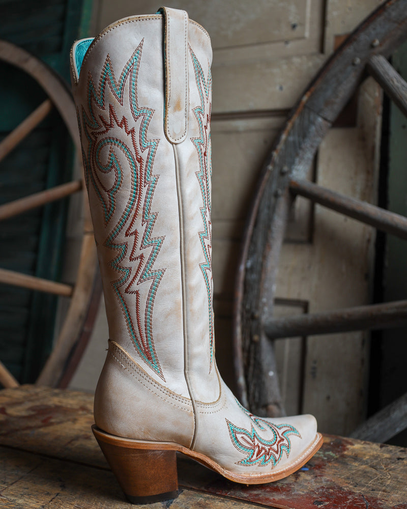 Corral Women's Blue And Red Embroidery Bone Snip Toe Cowboy Boot