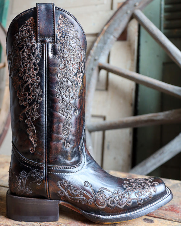 CORRAL WOMEN'S SQUARE TOE FLORAL EMBROIDERY BOOT