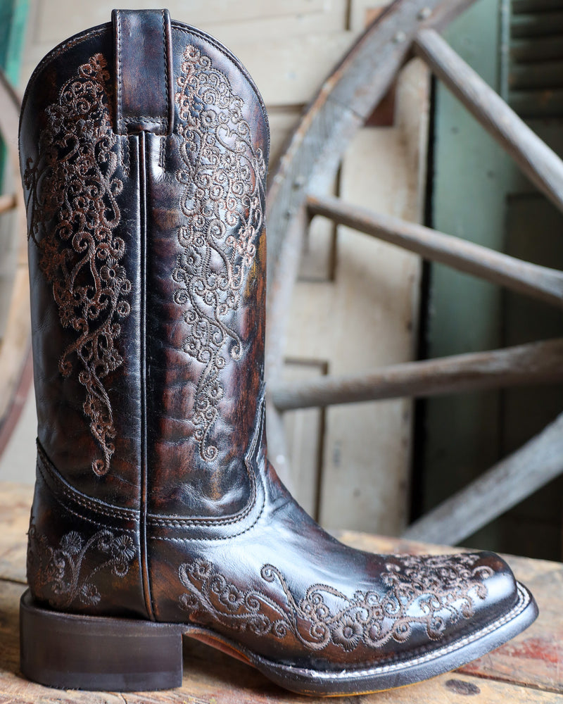 CORRAL WOMEN'S SQUARE TOE FLORAL EMBROIDERY BOOT