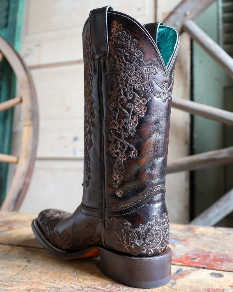 CORRAL WOMEN'S SQUARE TOE FLORAL EMBROIDERY BOOT