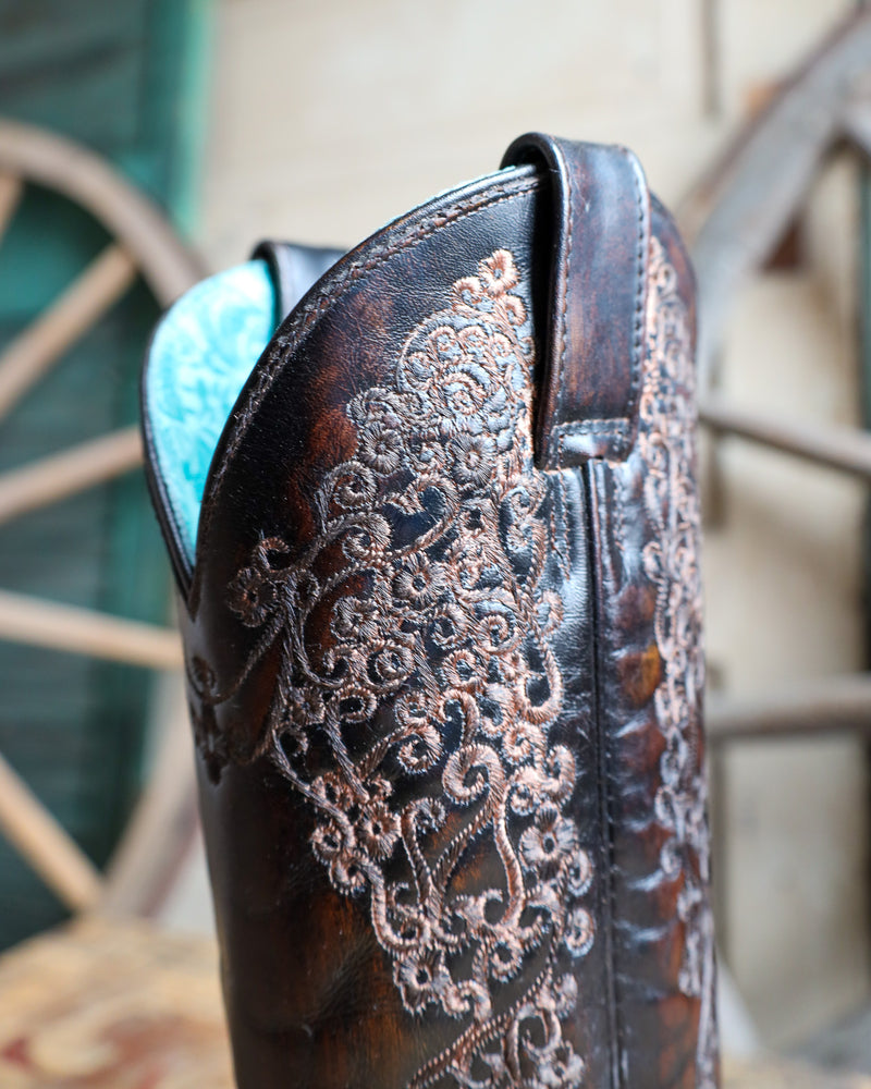 CORRAL WOMEN'S SQUARE TOE FLORAL EMBROIDERY BOOT