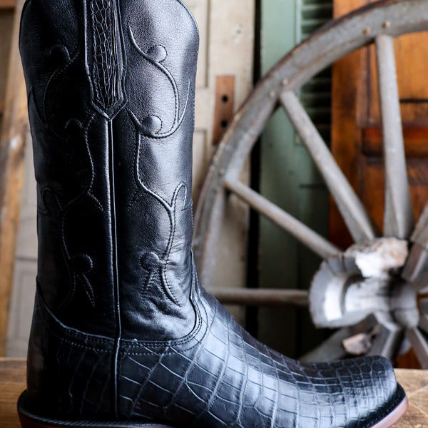 R. Watson Men's Black Nile Crocodile Western 13