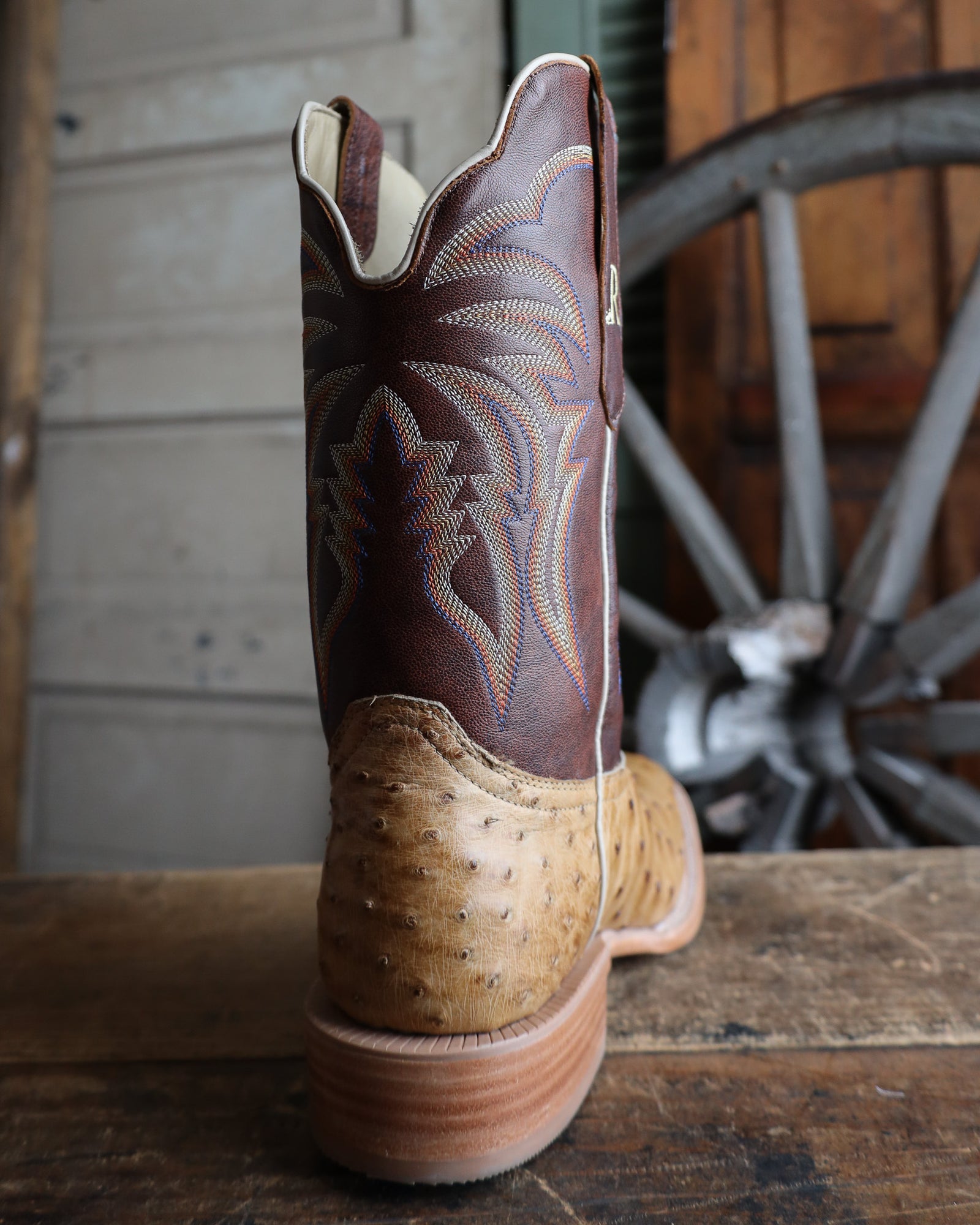 Vintage Men\'s Cream Leather Quill Ostrich Jhonny Western Cowboy Boots Sz 8M R. WATSON MEN main image 2