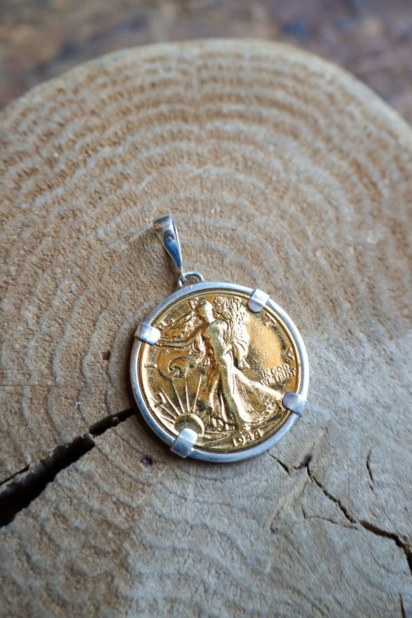 Freedom Touch 1944 Half Dollar Gold Pendant