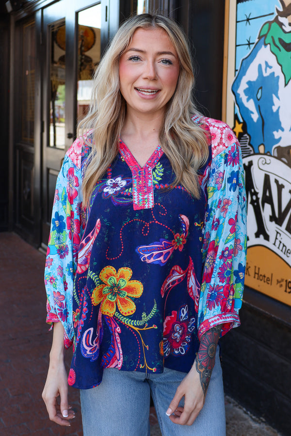 John Mark Mix Print 3/4 Sleeve Tunic