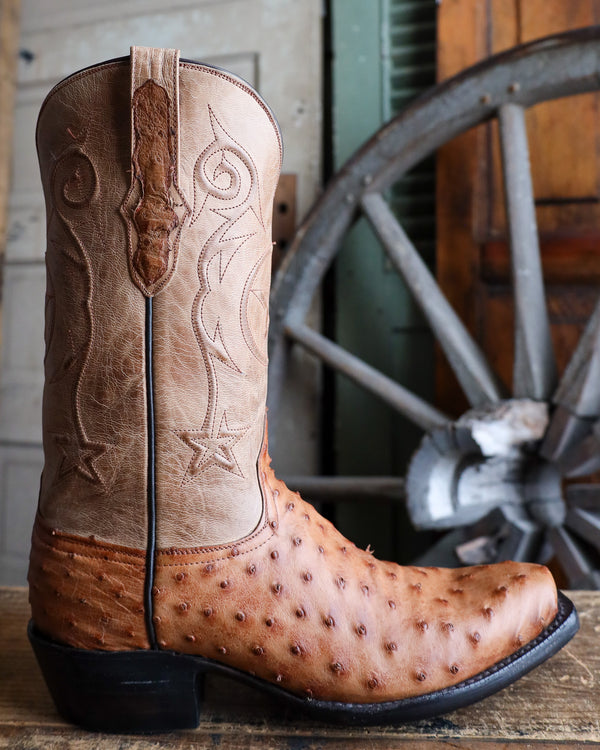 BLACK JACK MEN'S BURNISHED BROWN OSTRICH BOOT