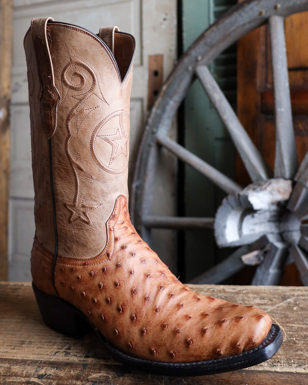 BLACK JACK MEN'S BURNISHED BROWN OSTRICH BOOT