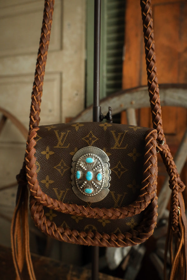 Leather and Vodka Saint Cloud PM 5 Turquoise Stones Love Tokens Bag