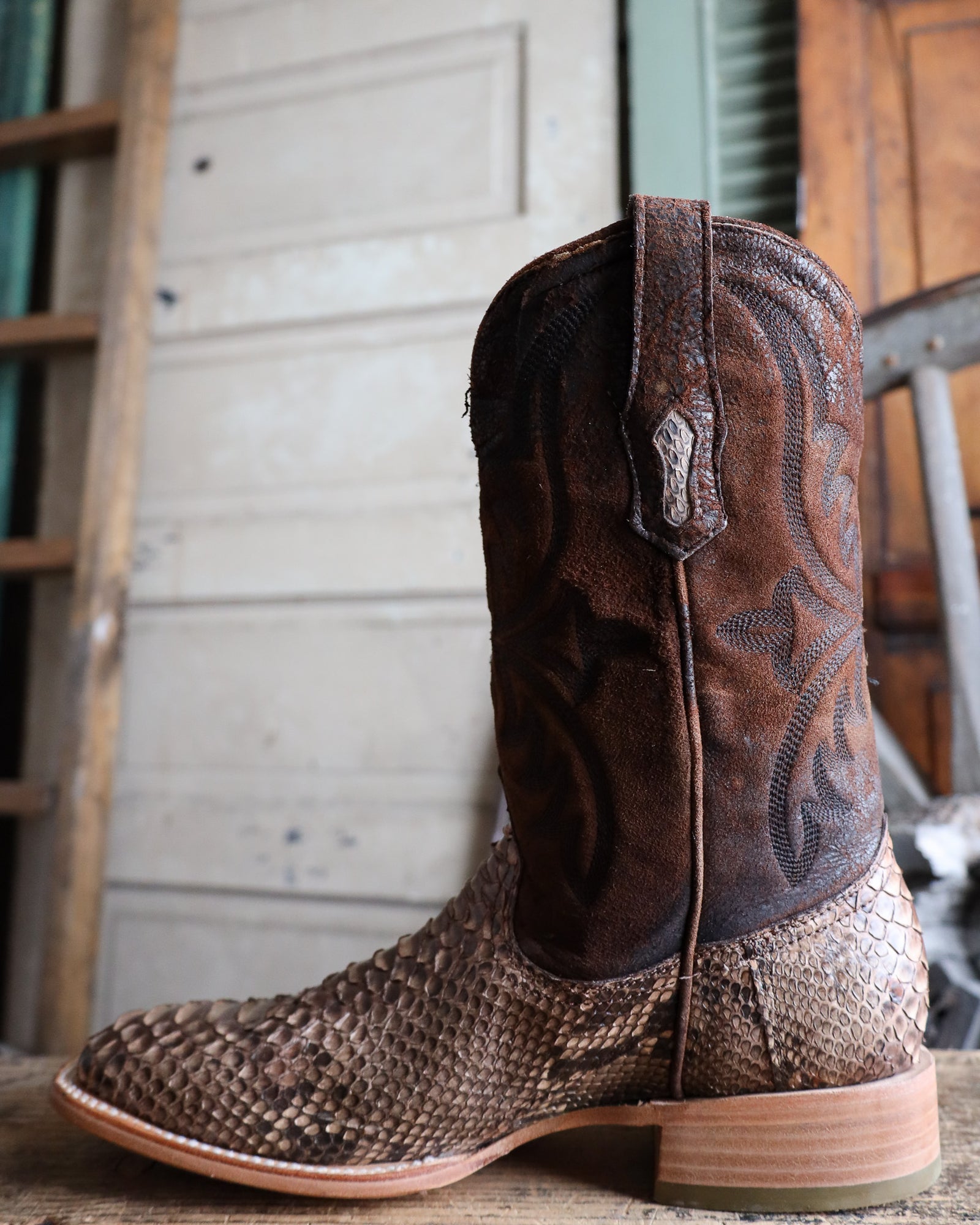 Python Cowboy Snake Skin Cowboy Boots For Men FREEBIRD STORES