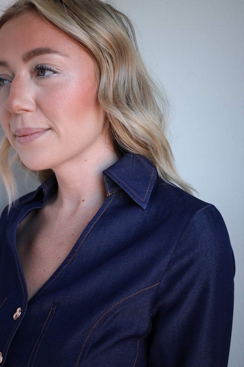 Ciebon Kaylee Stitched Denim Blouse