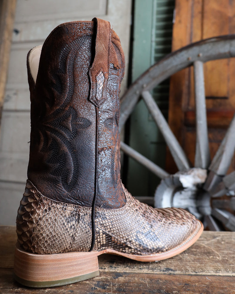 CORRAL MEN S PYTHON AND LAMB BROWN EMBROIDERED SQUARE TOE BOOT